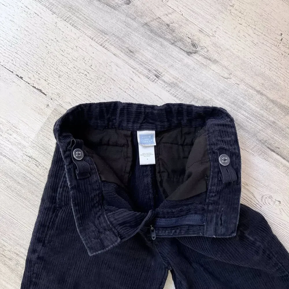 🦋3/$30 Janie and Jack Pants Boys 4 Navy Corduroy Straight Leg Adjustable Waist